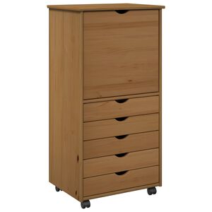 vidaXL Rullende skab 53 x 39 x 103 cm Massivt fyrretr&aelig; Honningbrun