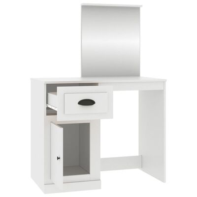 vidaXL makeupbord med spejl 90x50x132,5 cm konstrueret træ hvid