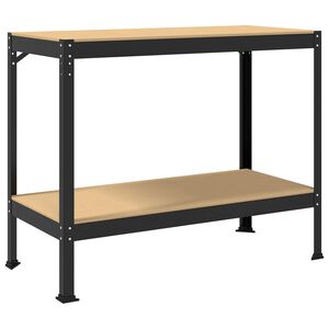 vidaXL V&aelig;rksted med hylde Sort 115 x 55 x 91 cm Samlet tr&aelig; og metal