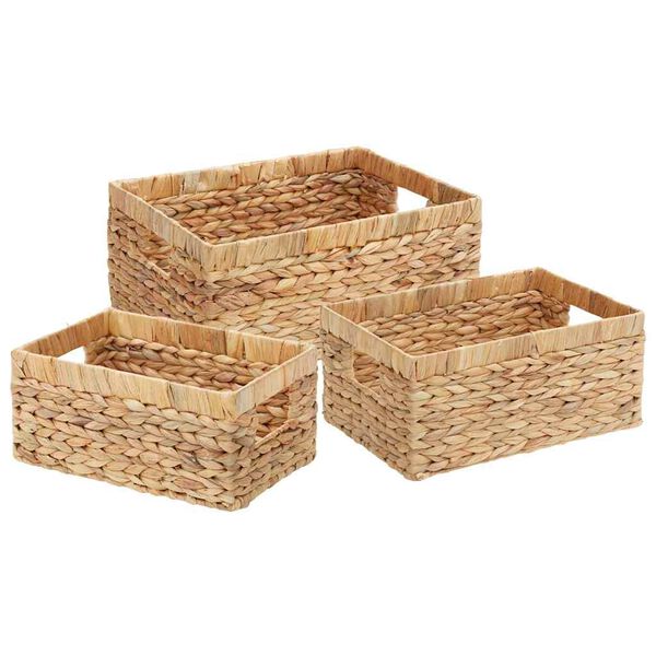 vidaXL Opbevaringskurve 3 pcs Naturfarvet 40 x 30 x 18 cm Vandhyacint