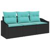 vidaXL Sofa S&aelig;t med pude 3 pcs Sort polyrattan