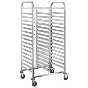 vidaXL bakkevogn med 32 GN beholdere 75x55x162,5 cm rustfrit st&aring;l