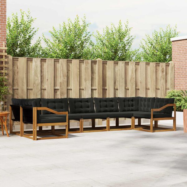 vidaXL Udend&oslash;rs sofagruppe med pude 7 pcs Naturlig og sort