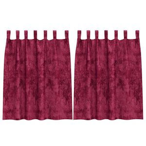 vidaXL Velour Gardiner med gardiner 2 pcs Vinr&oslash;d 140 x 140 cm Fl&oslash;jl