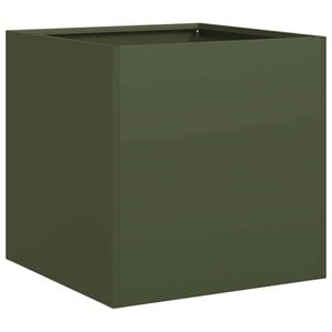 vidaXL plantekasse 40x40x40 cm koldvalset st&aring;l olivengr&oslash;n
