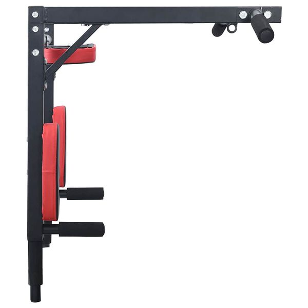 VidaXL Pull Up Bar Dip Station Sort og rød 89 x 59 x 70 cm