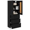vidaXL Highboard med skuffe Sort eg 69,5 x 34 x 180 cm Konstrueret tr&aelig;