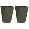 vidaXL Plantekasse 2 pcs Oliven gr&oslash;n 50 x 50 x 75 cm St&aring;l
