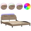 vidaXL sengeramme Viana med LED uden madras 160x200 cm cappuccinofarvet