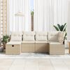 vidaXL Havesofa S&aelig;t med pude med opbevaring 6 pcs Beige Poly rattan