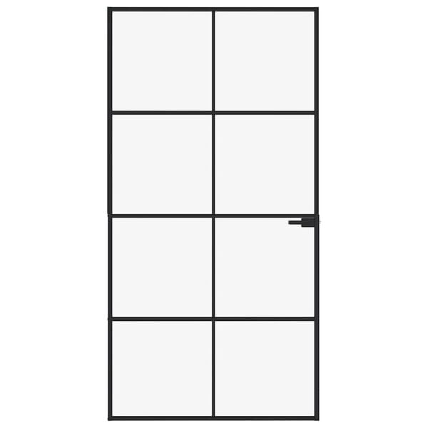vidaXL d&oslash;r 102x201,5 cm h&aelig;rdet glas og aluminium sort
