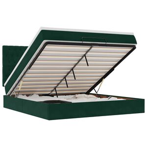 vidaXL osmannisk sengeramme med madrasser 200x200 cm fl&oslash;jl m&oslash;rkegr&oslash;n