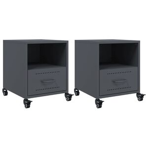 vidaXL sengeborde 2 stk. 36x39x43,5 cm st&aring;l antracitgr&aring;