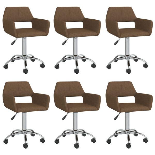 vidaXL drejelige spisebordsstole 6 stk. stof brun
