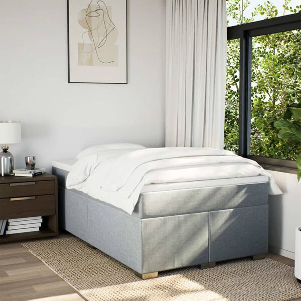 vidaXL kontinentalseng med madras 120x190 cm stof lysegr&aring;