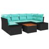 vidaXL Havesofa S&aelig;t 7 stk. Sort og turkis polyrattan