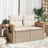 vidaXL 2-personers havesofa med hynder polyrattan beige