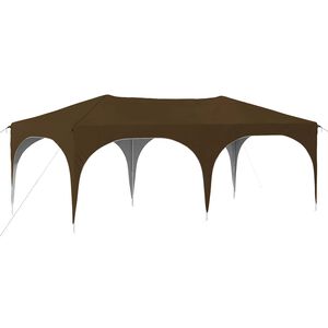 vidaXL Pop-up Festtelt Gr&aring;brun 575 x 288 x 245 cm Oxford stof