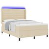 vidaXL LED Box Spring Bed med madras Creme 160 x 200 cm Stof