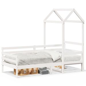 vidaXL daybed med tag 80x200 cm massivt fyrretræ hvid
