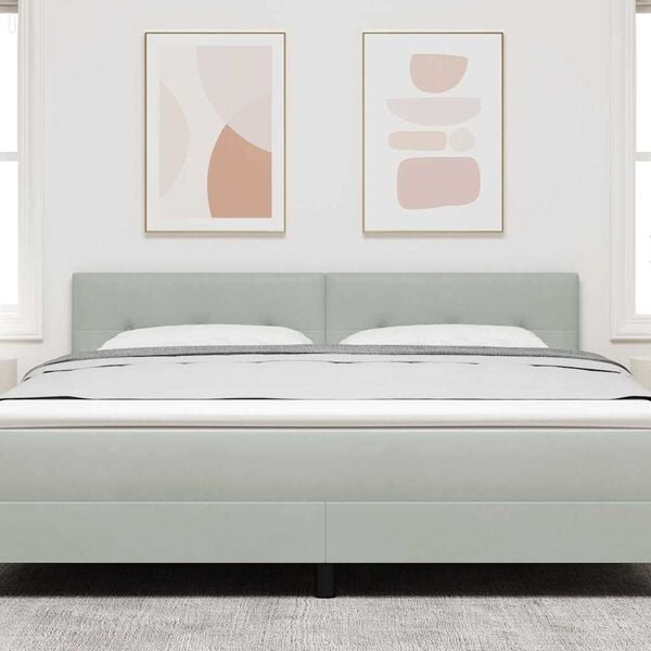 vidaXL Hovedg&aelig;rde med hovedg&aelig;rde Lysegr&aring; 180 cm Faux l&aelig;der