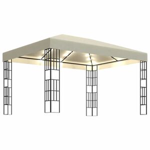 vidaXL pavillon med LED-lysk&aelig;der 3x4 m cremefarvet