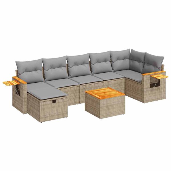 vidaXL sofas&aelig;t til haven 7 dele med hynder polyrattan beige
