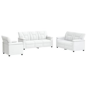 vidaXL Sofa S&aelig;t 3 pcs Hvid Kunstl&aelig;der