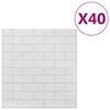 vidaXL 3D v&aelig;gklisterm&aelig;rker med mursten selvkl&aelig;bende 40 stk. hvid