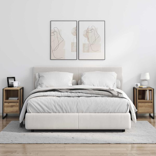 vidaXL Sengebord Artisan eg 39,5 x 30 x 50 cm Konstrueret tr&aelig;