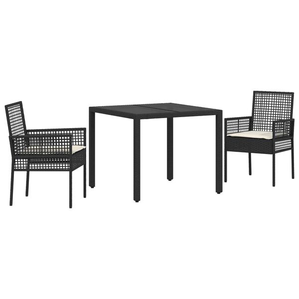 vidaXL Have Spisebordss&aelig;t 3 pcs Sort polyrattan
