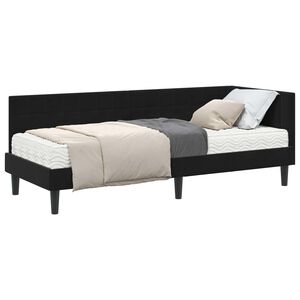 vidaXL Hj&oslash;rnesengramme med Madras 2 stk. Sort 80 x 200 cm Fl&oslash;jl