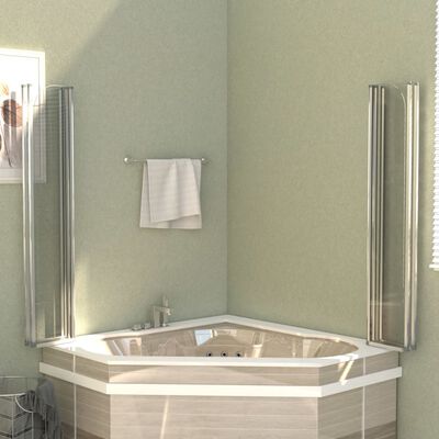 vidaXL brusevæg til badekar 120x140 cm hærdet glas gennemsigtigt