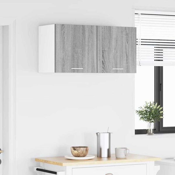 vidaXL H&aelig;ngeskab med d&oslash;r 2 pcs Gr&aring; Sonoma og Hvid 40 x 31 x 40 cm