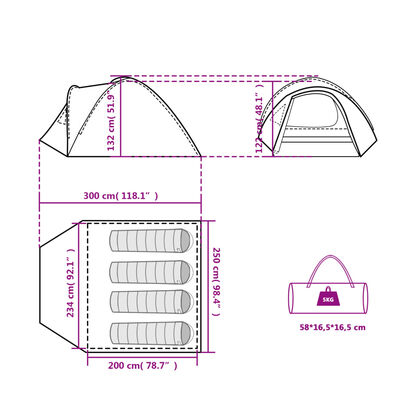 vidaXL 4-personers campingtelt vandtæt mørklægningsstof hvid