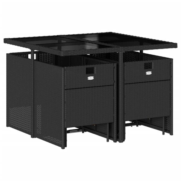 vidaXL spisebordss&aelig;t til haven 9 dele med hynder polyrattan sort