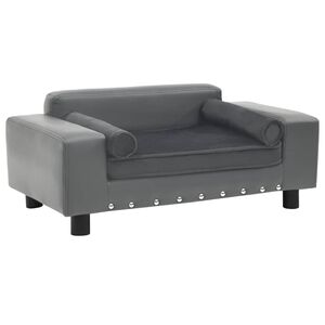 vidaXL hundesofa 81x43x31 cm plys og kunstlæder grå