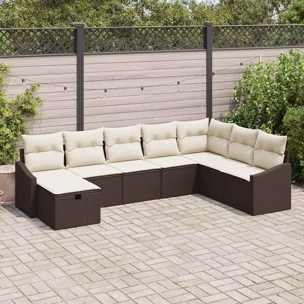 vidaXL Havesofa Sæt med pude 8 pcs Brun 55 x 62 x 69 cm Poly rattan