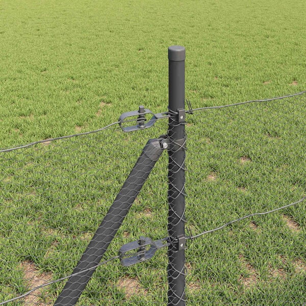 vidaXL Hegnsp&aelig;l Gr&aring; 25 x 0,4 m (13 mm net) St&aring;l og PVC