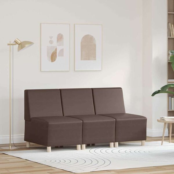 vidaXL Modulsofa enhed uden arme 3 pcs Brun 55 x 74 x 82 cm Faux l&aelig;der