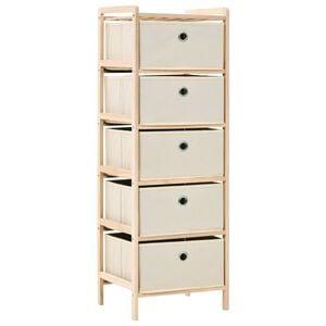 vidaXL opbevaringsstativ med 5 stofkurve cedertr&aelig; beige