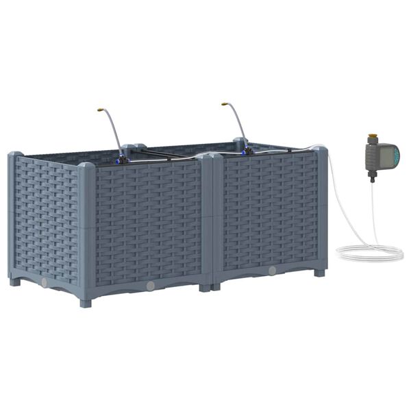 vidaXL Have Blomsterkrukke 2 pcs Lys Gr&aring; St&aring;l