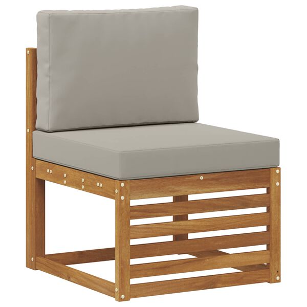 vidaXL Sofas&aelig;t med pude 9 pcs Naturlig og Lys Gr&aring; Massivt Akacietr&aelig;