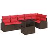 vidaXL Havesofa S&aelig;t med opbevaring 7 pcs Brun og R&oslash;d polyrattan