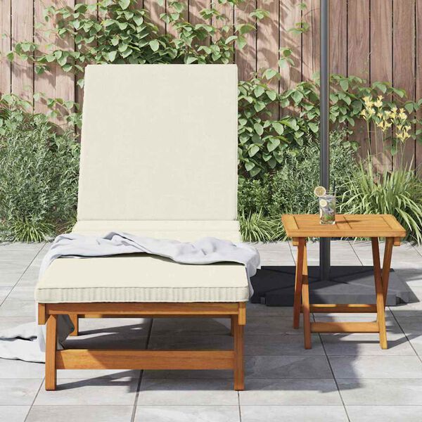 vidaXL Solstol Brun og Creme 199 x 63 x 85 cm Massivt Akacietr&aelig;