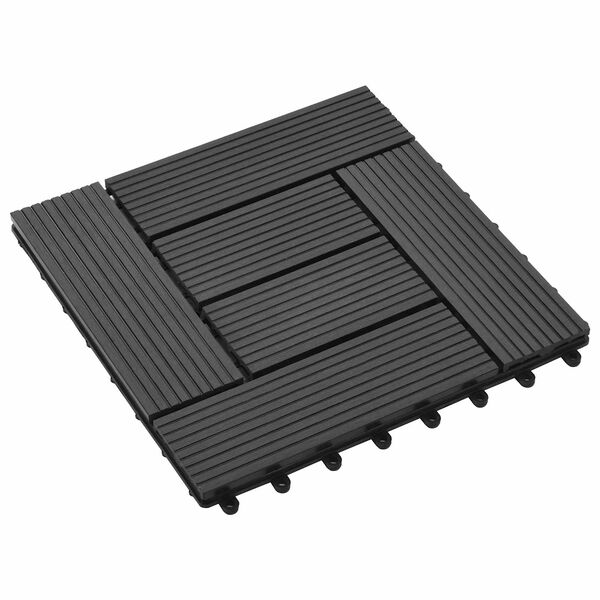 vidaXL Terrasse Flise 11 pcs Sort 30 x 30 cm WPC