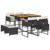 vidaXL spisebordss&aelig;t til haven 9 dele med hynder polyrattan sort