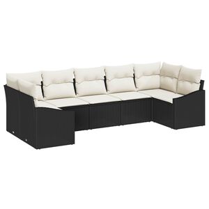 vidaXL Havesofa S&aelig;t med opbevaring 7 pcs Sort og Cream polyrattan