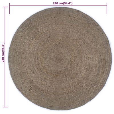 vidaXL håndlavet gulvtæppe 240 cm rundt jute grå