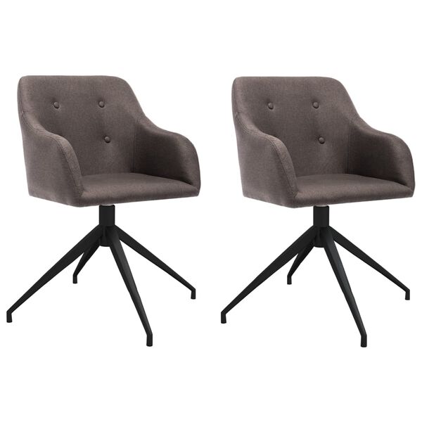 vidaXL drejelige spisebordsstole 2 stk. stof gr&aring;brun